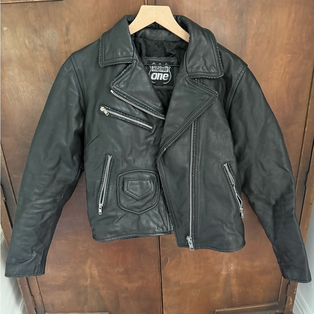 Vintage Black Leather Highway One Jacket